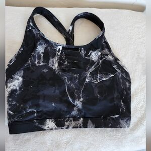 PINK Victoria's Secret Women's Black Marble Sports Bra